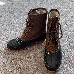 Brown and Black Duck Boots